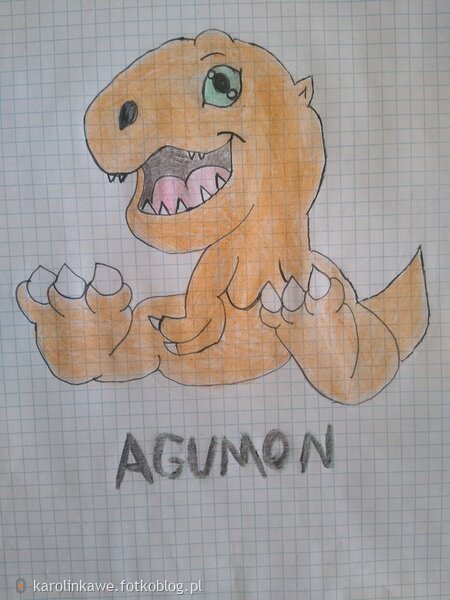 Sitting and Smiling Agumon 